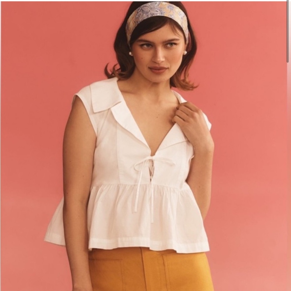 Anthropologie Maeve cropped sailor top. Worn ONCE.